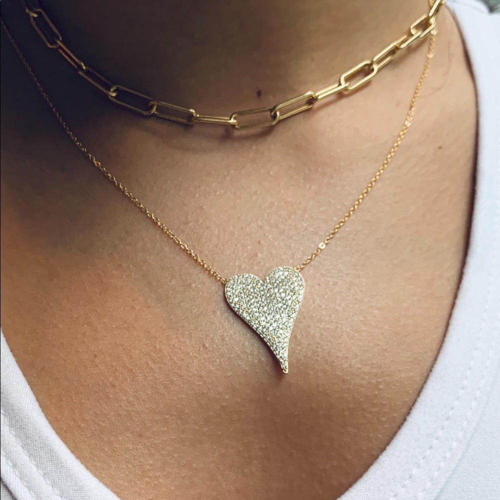 XL pave diamond heart 16-18 adjustable - Picture 4 of 7
